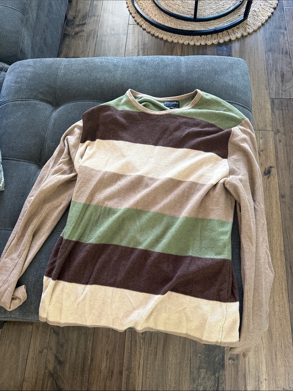 Banana Republic Men's Crewneck Sweater in Brown, Green, and Cream